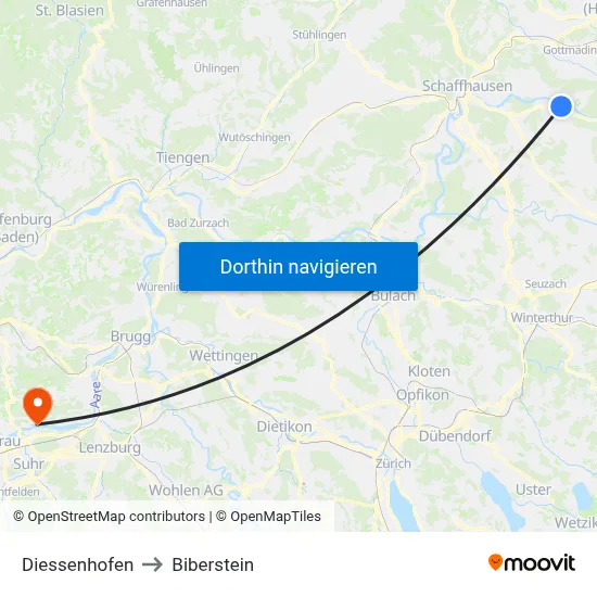 Diessenhofen to Biberstein map