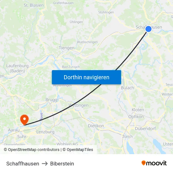 Schaffhausen to Biberstein map