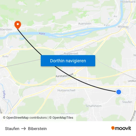 Staufen to Biberstein map