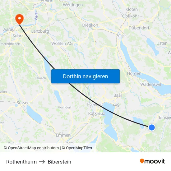 Rothenthurm to Biberstein map