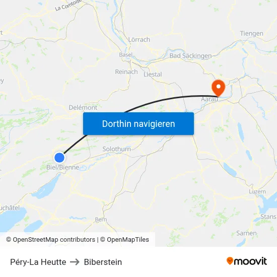 Péry-La Heutte to Biberstein map