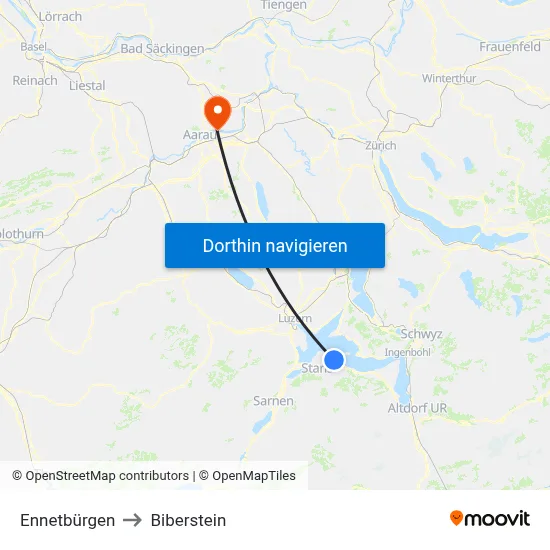 Ennetbürgen to Biberstein map