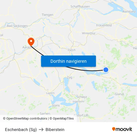 Eschenbach (Sg) to Biberstein map