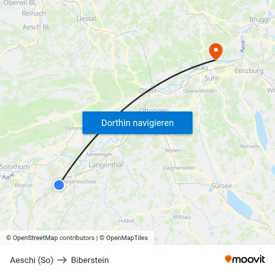Aeschi (So) to Biberstein map