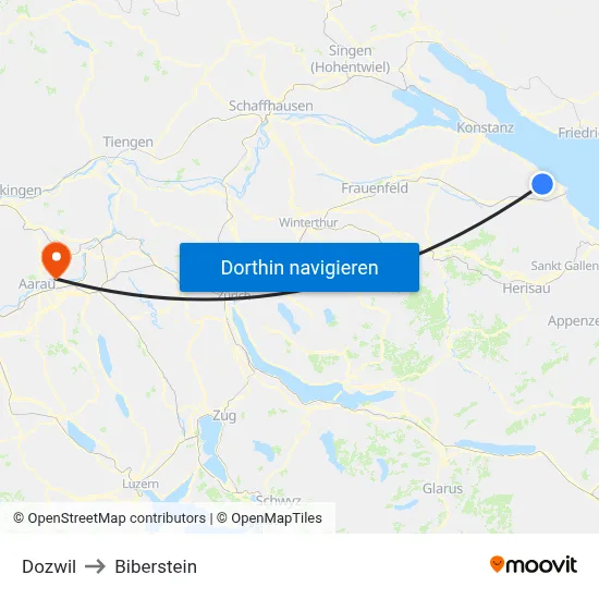 Dozwil to Biberstein map