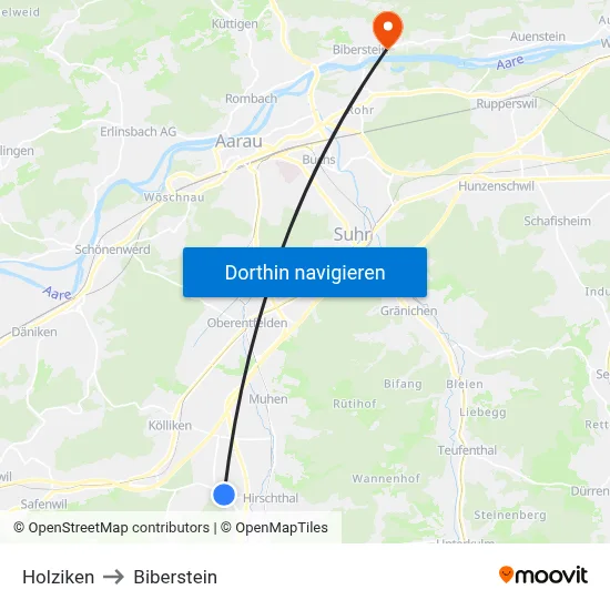 Holziken to Biberstein map