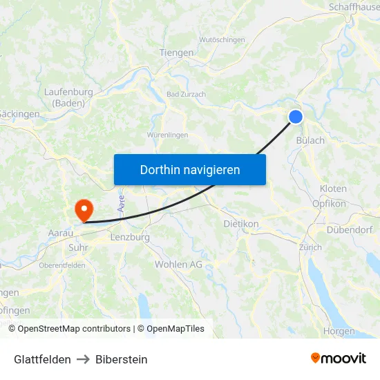 Glattfelden to Biberstein map