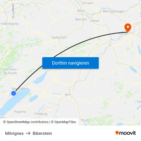Milvignes to Biberstein map