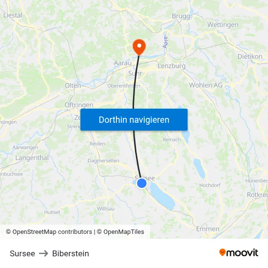 Sursee to Biberstein map