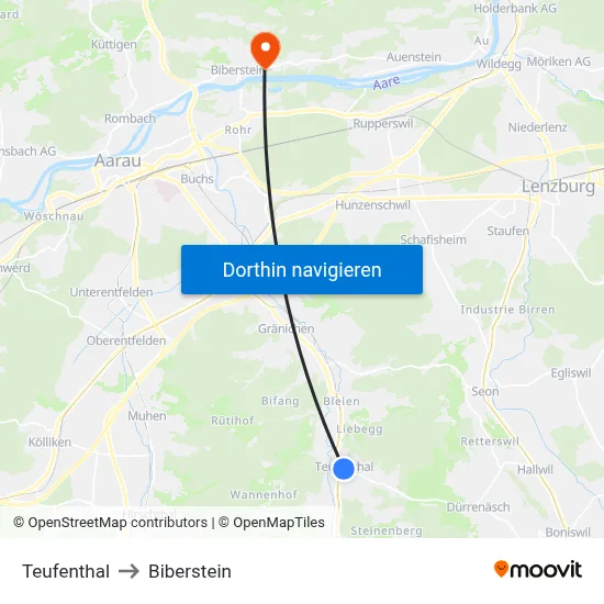 Teufenthal to Biberstein map