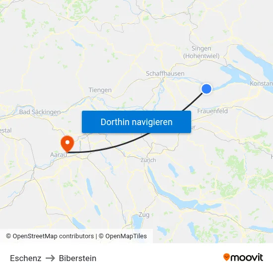 Eschenz to Biberstein map