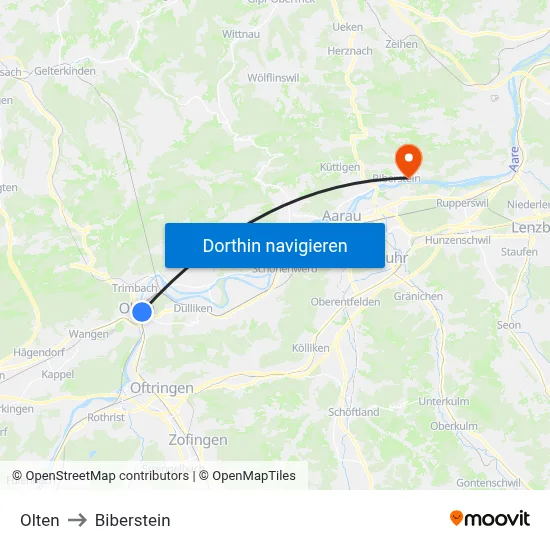 Olten to Biberstein map