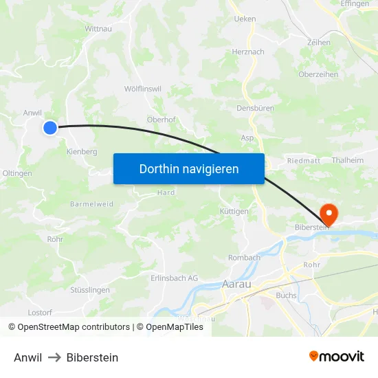 Anwil to Biberstein map