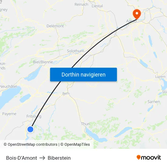 Bois-D’Amont to Biberstein map