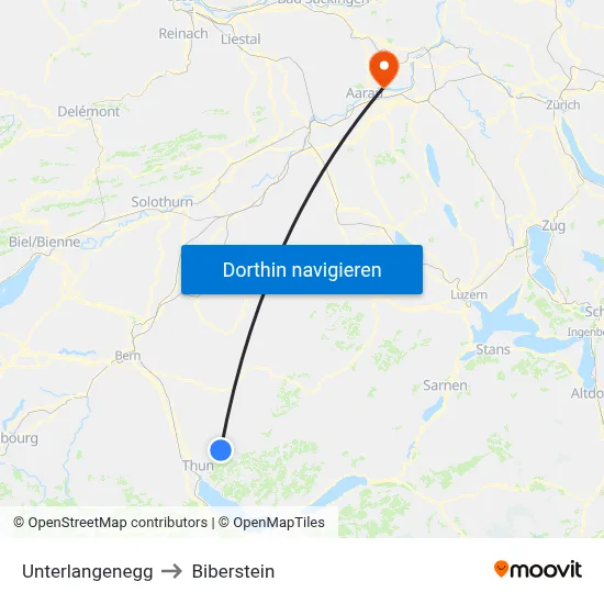 Unterlangenegg to Biberstein map
