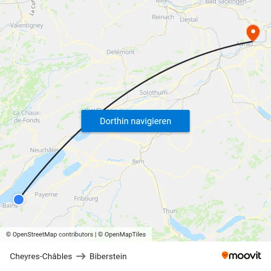 Cheyres-Châbles to Biberstein map