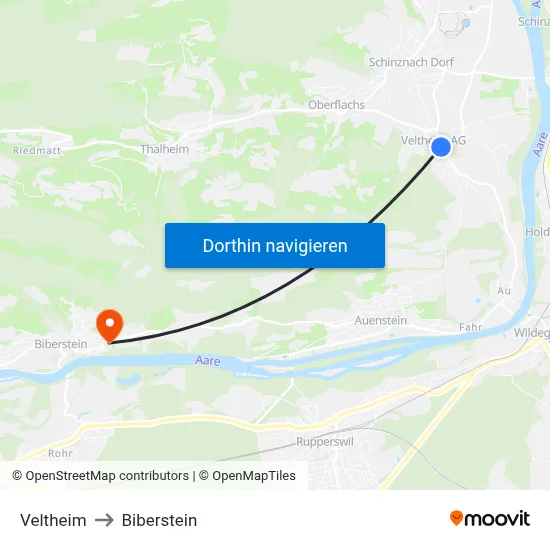 Veltheim to Biberstein map