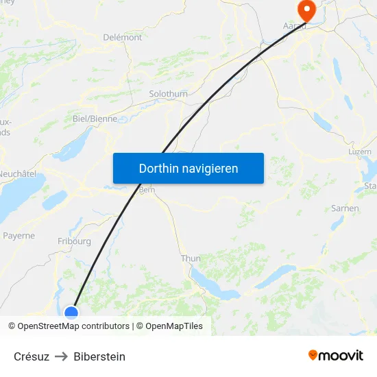 Crésuz to Biberstein map