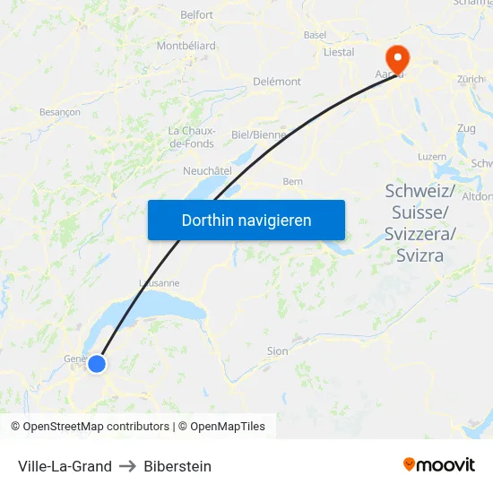 Ville-La-Grand to Biberstein map