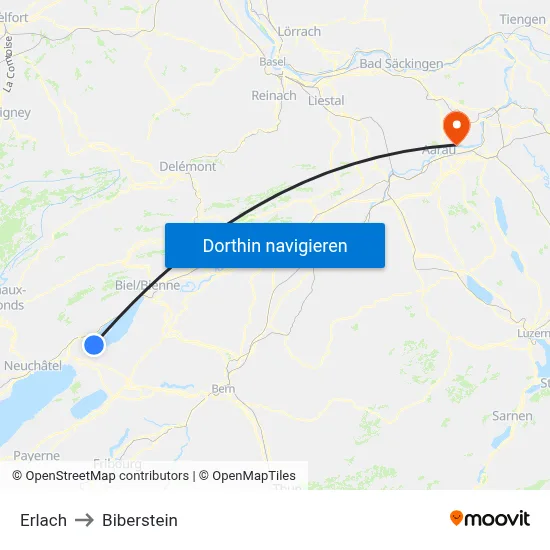Erlach to Biberstein map
