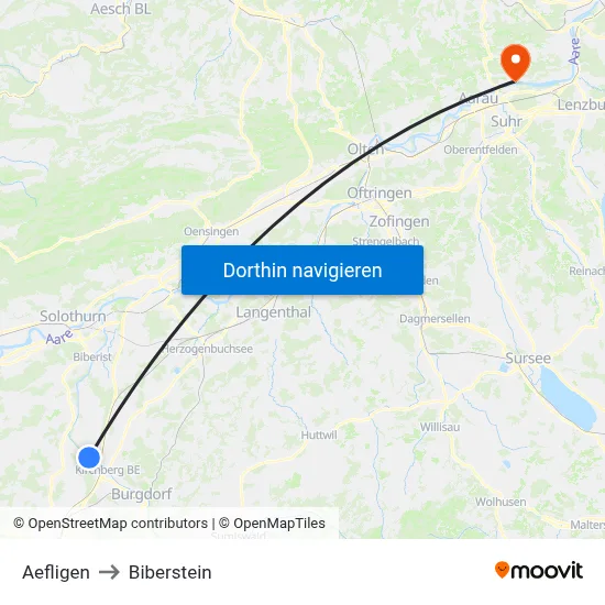 Aefligen to Biberstein map
