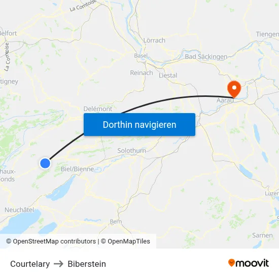 Courtelary to Biberstein map