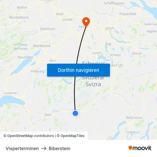 Visperterminen to Biberstein map