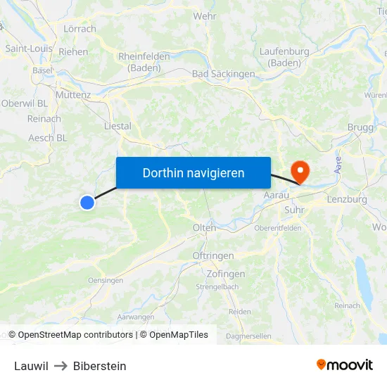 Lauwil to Biberstein map