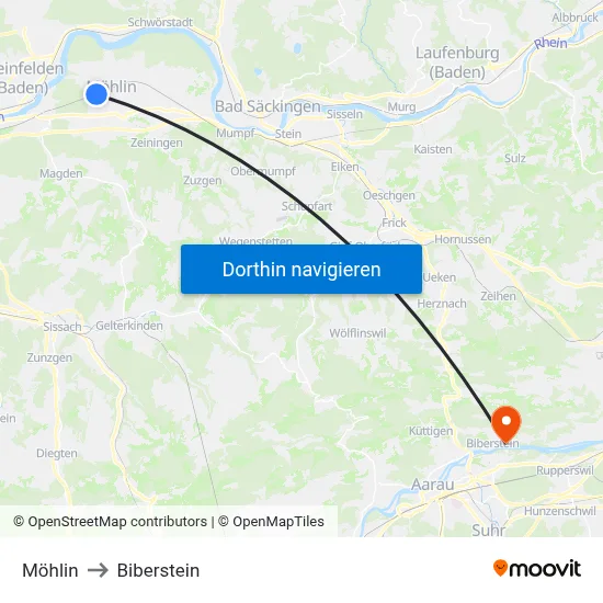 Möhlin to Biberstein map