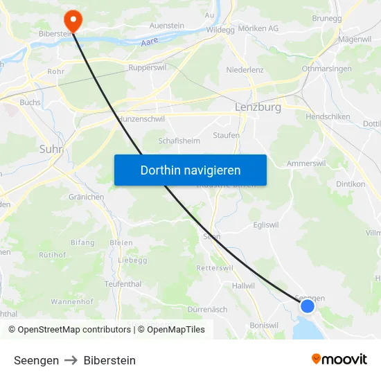 Seengen to Biberstein map
