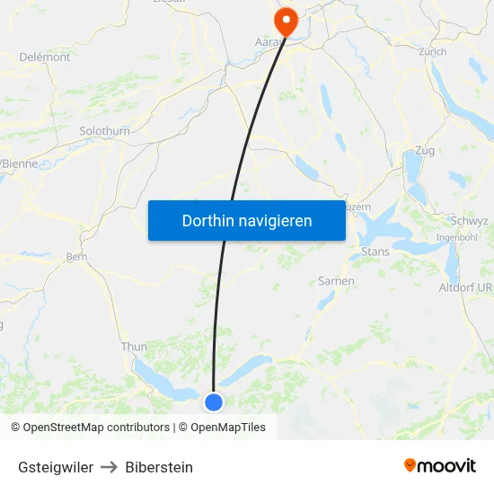 Gsteigwiler to Biberstein map