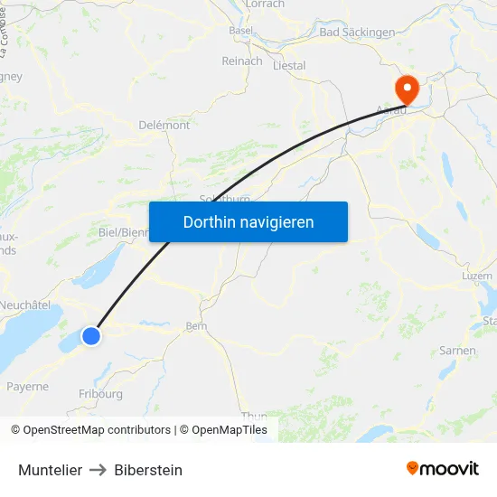 Muntelier to Biberstein map