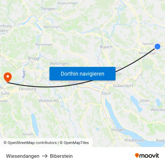 Wiesendangen to Biberstein map