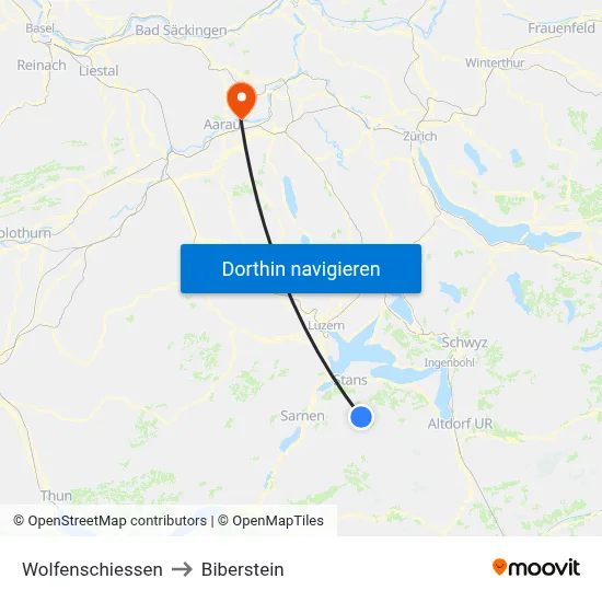 Wolfenschiessen to Biberstein map