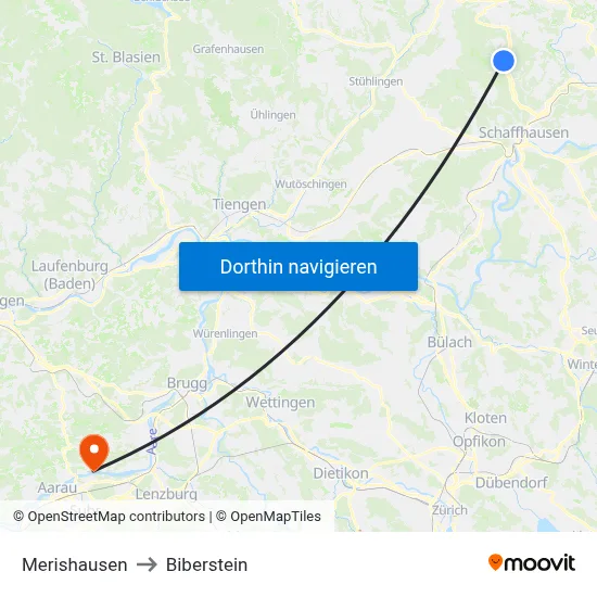Merishausen to Biberstein map