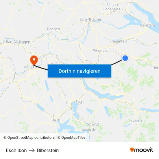 Eschlikon to Biberstein map