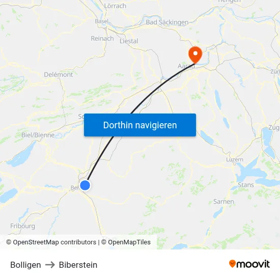 Bolligen to Biberstein map