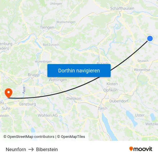 Neunforn to Biberstein map