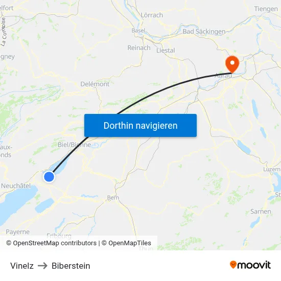 Vinelz to Biberstein map