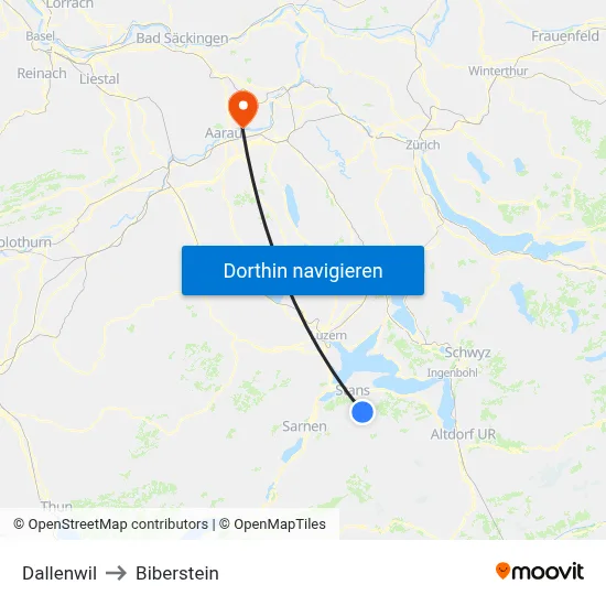 Dallenwil to Biberstein map