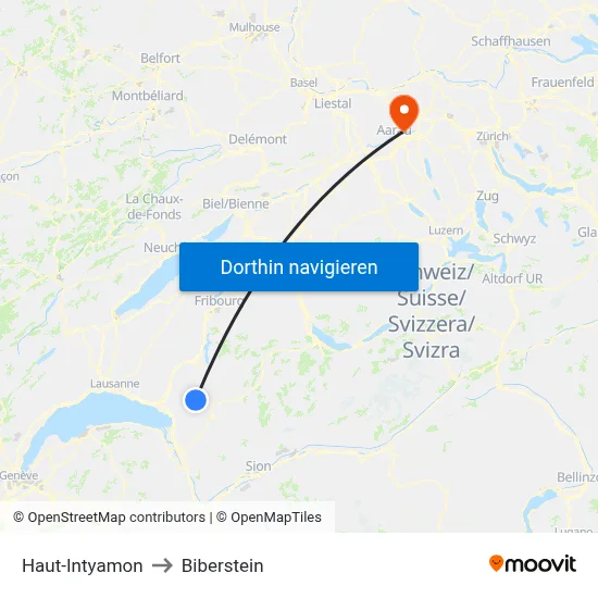 Haut-Intyamon to Biberstein map