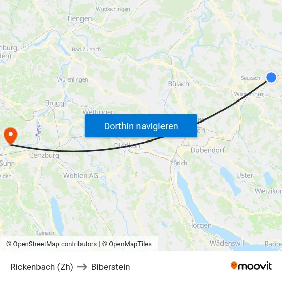 Rickenbach (Zh) to Biberstein map
