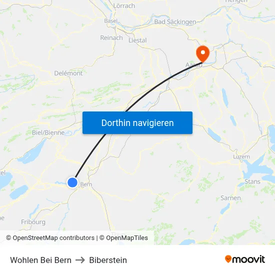Wohlen Bei Bern to Biberstein map