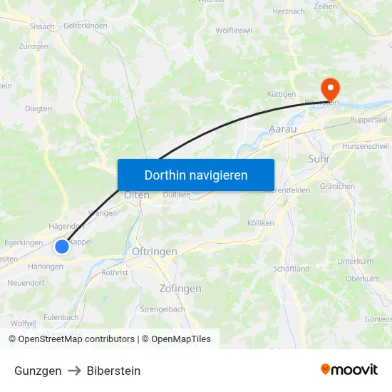 Gunzgen to Biberstein map