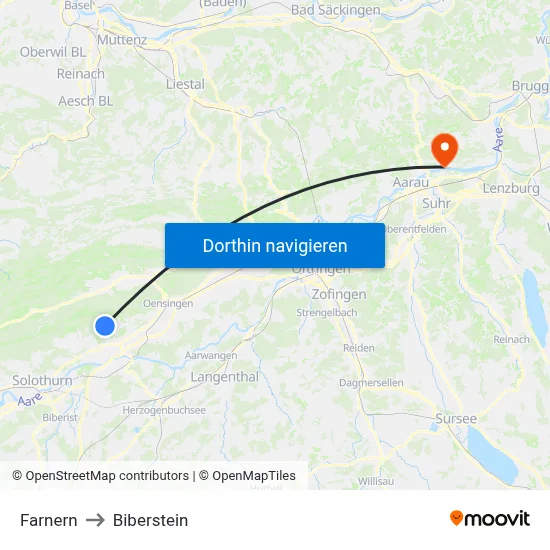 Farnern to Biberstein map