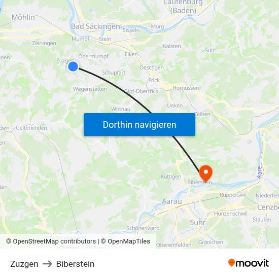 Zuzgen to Biberstein map