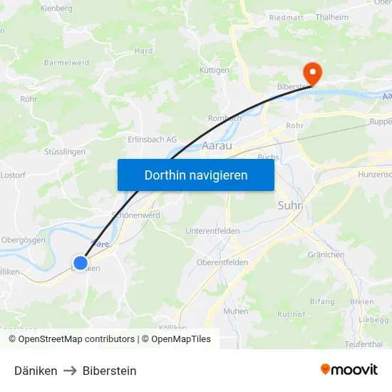 Däniken to Biberstein map