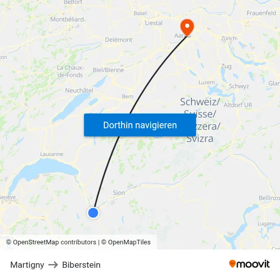 Martigny to Biberstein map