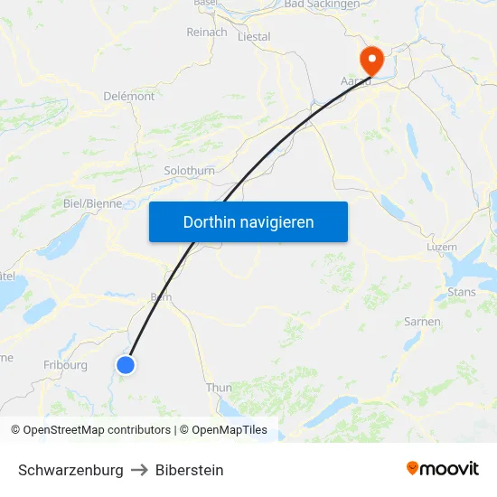Schwarzenburg to Biberstein map