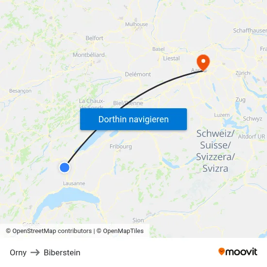 Orny to Biberstein map